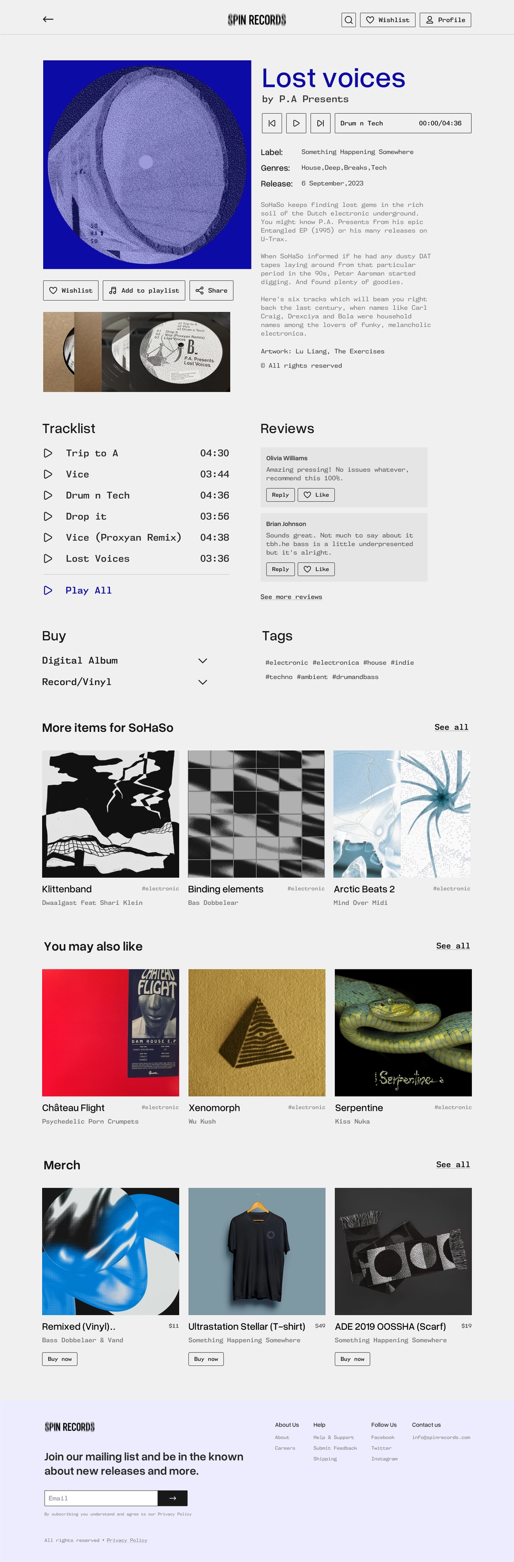 Spin Records - Vinyl Website case study visual 3