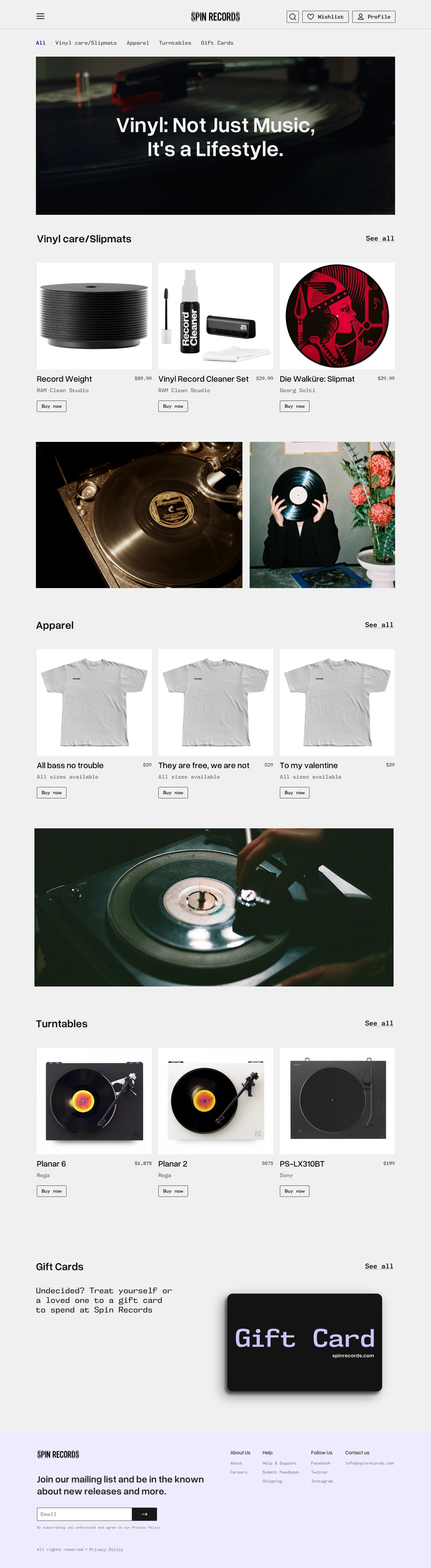 Spin Records - Vinyl Website case study visual 4
